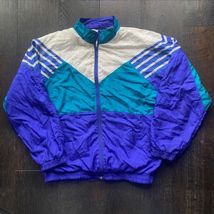 Vintage MacGregor Nylon Blue Colorful Zip Jacket Mens Large Windbreaker